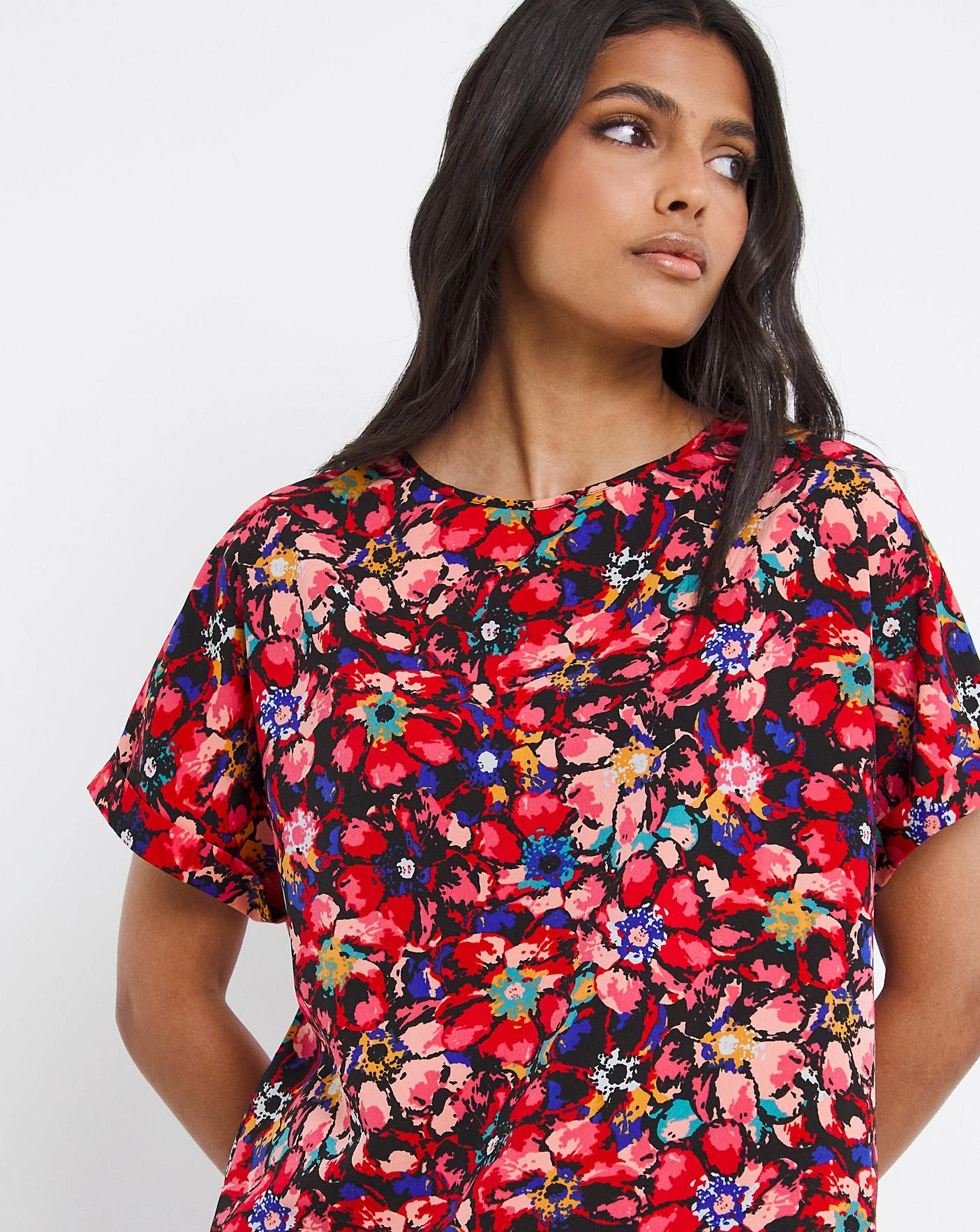 Multi Floral Longline Boxy Top 2 Multi Floral Longline Boxy Top - Image 2