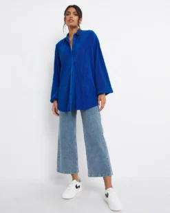 Blue Plisse Shirt -Cheap Vextalia Store x01bm438742w