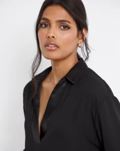 Black Satin Trim Shirt 7 Black Satin Trim Shirt -Cheap Vextalia Store x01bm510740w