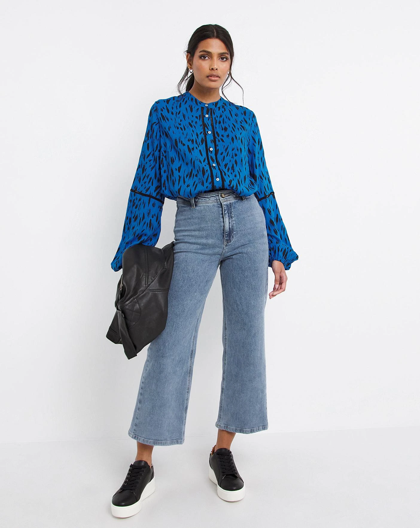 Ladder Trim Collarless Blouse 2 Ladder Trim Collarless Blouse - Image 2