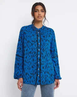 Ladder Trim Collarless Blouse 7 Ladder Trim Collarless Blouse -Cheap Vextalia Store x01bm576741w