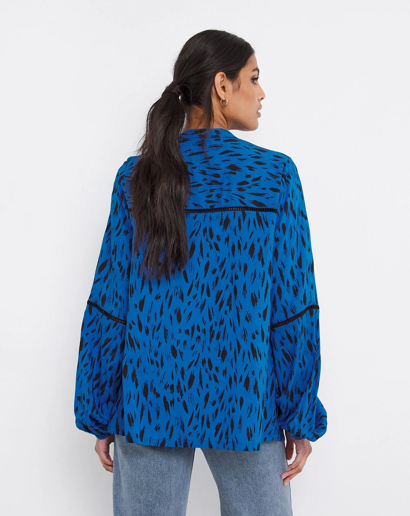 Ladder Trim Collarless Blouse 5 Ladder Trim Collarless Blouse - Image 5