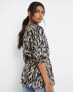 Animal Print Tie Waist Top -Cheap Vextalia Store x01bm582743w