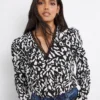 Animal Print Lace Trim Top