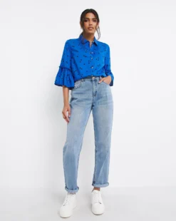 Blue Spot Frill Cuff Shirt -Cheap Vextalia Store x01ch467740w