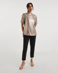 Short Sleeve Sequin Top