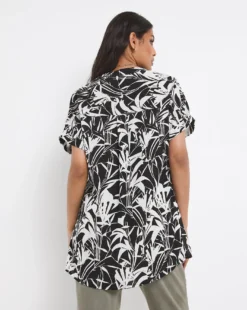 Mono Print Pocket Front Blouse -Cheap Vextalia Store x01ch950725w