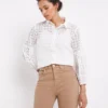 White Volume Sleeve Broderie Shirt