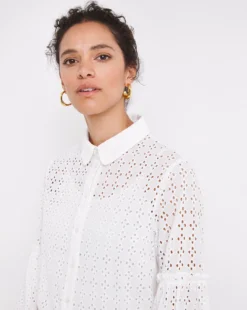 White Volume Sleeve Broderie Shirt -Cheap Vextalia Store x01ch971753w