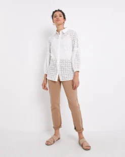 White Volume Sleeve Broderie Shirt -Cheap Vextalia Store x01ch971754w