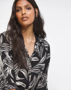 Black Print Drawstring Shirt -Cheap Vextalia Store x01ch994728w