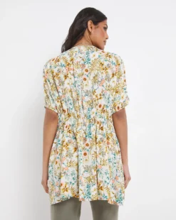 Multi Floral Ladder Trim Crinkle Top -Cheap Vextalia Store x01ch999728w