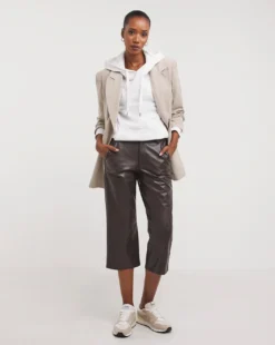 High Waisted Faux Leather PU Culotte