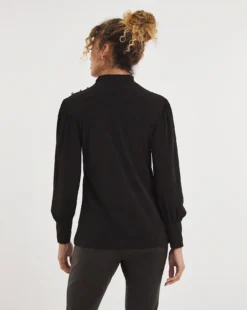 High Neck Embellished Long Sleeve Top -Cheap Vextalia Store x01fz083752w