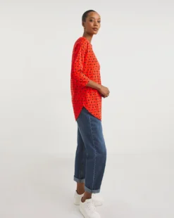 Value Cotton Curved Hem 3/4 Sleeve Tunic