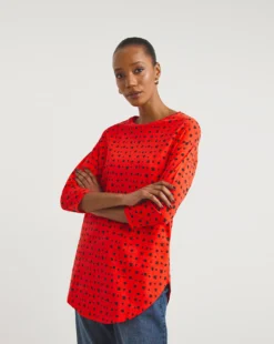 Value Cotton Curved Hem 3/4 Sleeve Tunic -Cheap Vextalia Store x01fz574795w