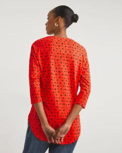 Value Cotton Curved Hem 3/4 Sleeve Tunic -Cheap Vextalia Store x01fz574796w