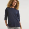3/4 Sleeve Seam Detail Cotton T-Shirt