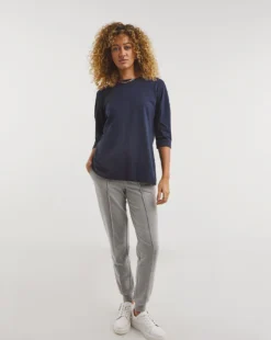 3/4 Sleeve Seam Detail Cotton T-Shirt -Cheap Vextalia Store x01fz646733w