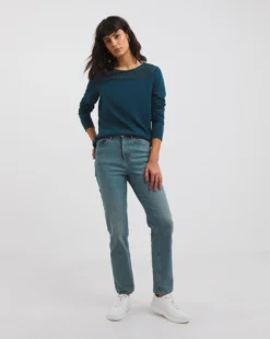 Dark Teal Crochet Back Long Sleeve Top -Cheap Vextalia Store x01fz676728w