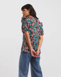 Shirred Yoke Frill Shoulder Top -Cheap Vextalia Store x01fz712728w