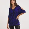 Cobalt Swirl Cold Shoulder Relaxed Tunic
