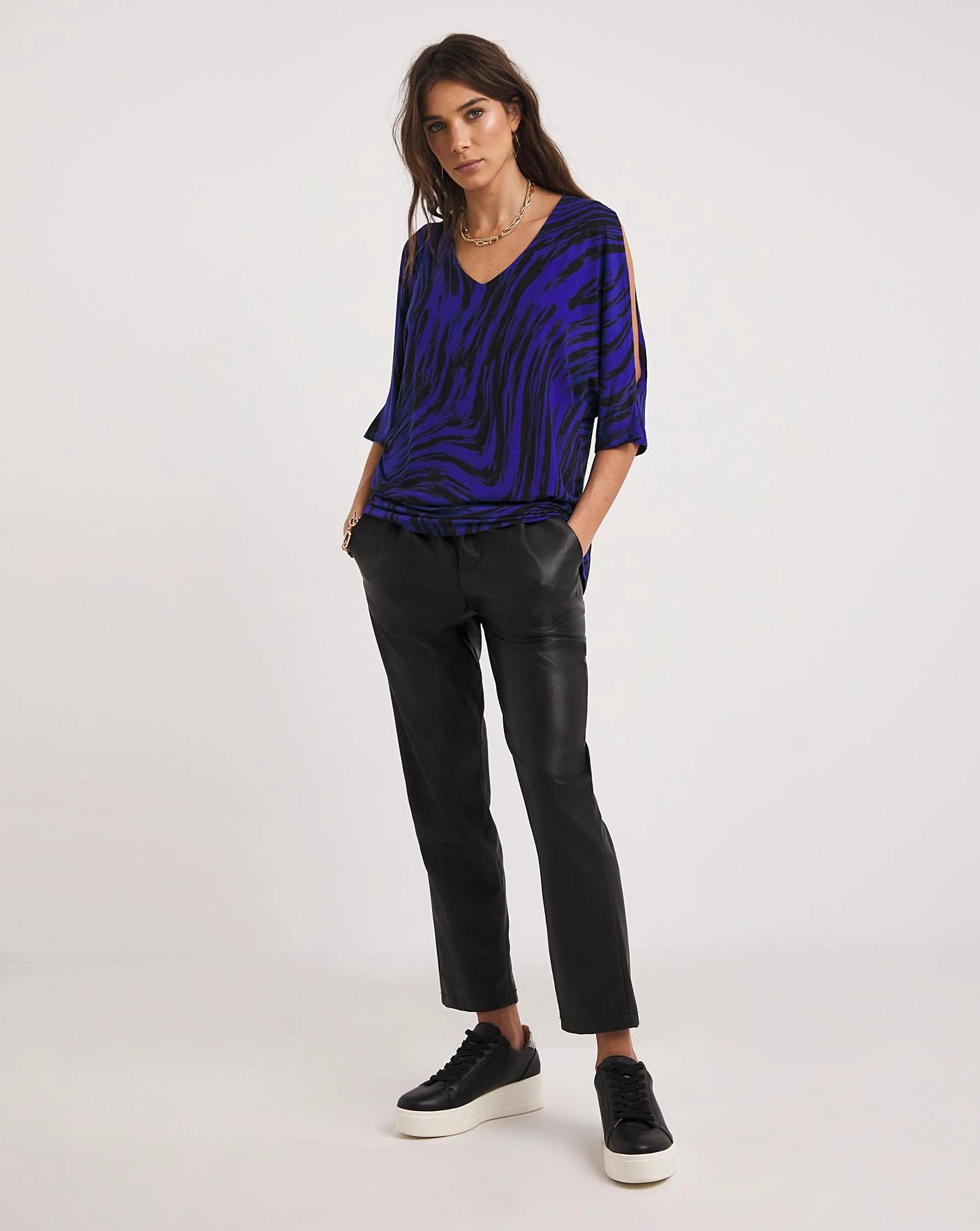 Cobalt Swirl Cold Shoulder Relaxed Tunic 4 Cobalt Swirl Cold Shoulder Relaxed Tunic - Image 4