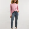 Rose Cotton Slub Long Sleeve Pocket Tee