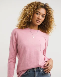 Rose Cotton Slub Long Sleeve Pocket Tee -Cheap Vextalia Store x01fz829747w