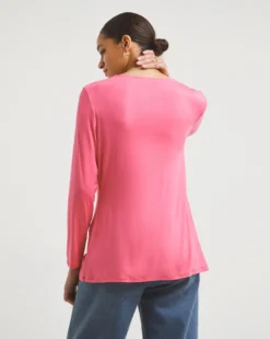 Front Keyhole Detail Long Sleeve Top -Cheap Vextalia Store x01fz968720w