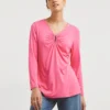 Front Keyhole Detail Long Sleeve Top