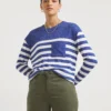 Blue Stripe Soft Touch Pocket Detail Top
