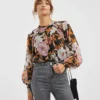 Joanna Hope Deep Cuff Printed Blouse