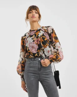 Joanna Hope Deep Cuff Printed Blouse