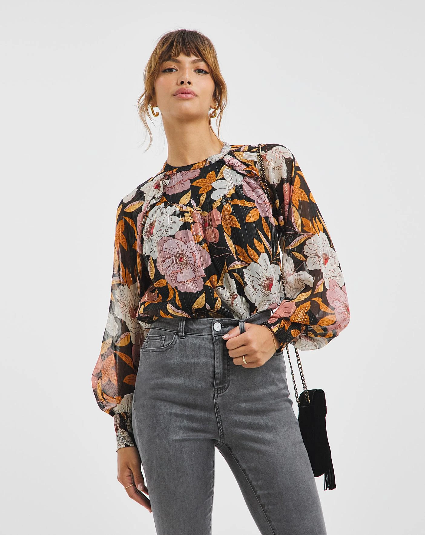 Joanna Hope Deep Cuff Printed Blouse 1 Joanna Hope Deep Cuff Printed Blouse