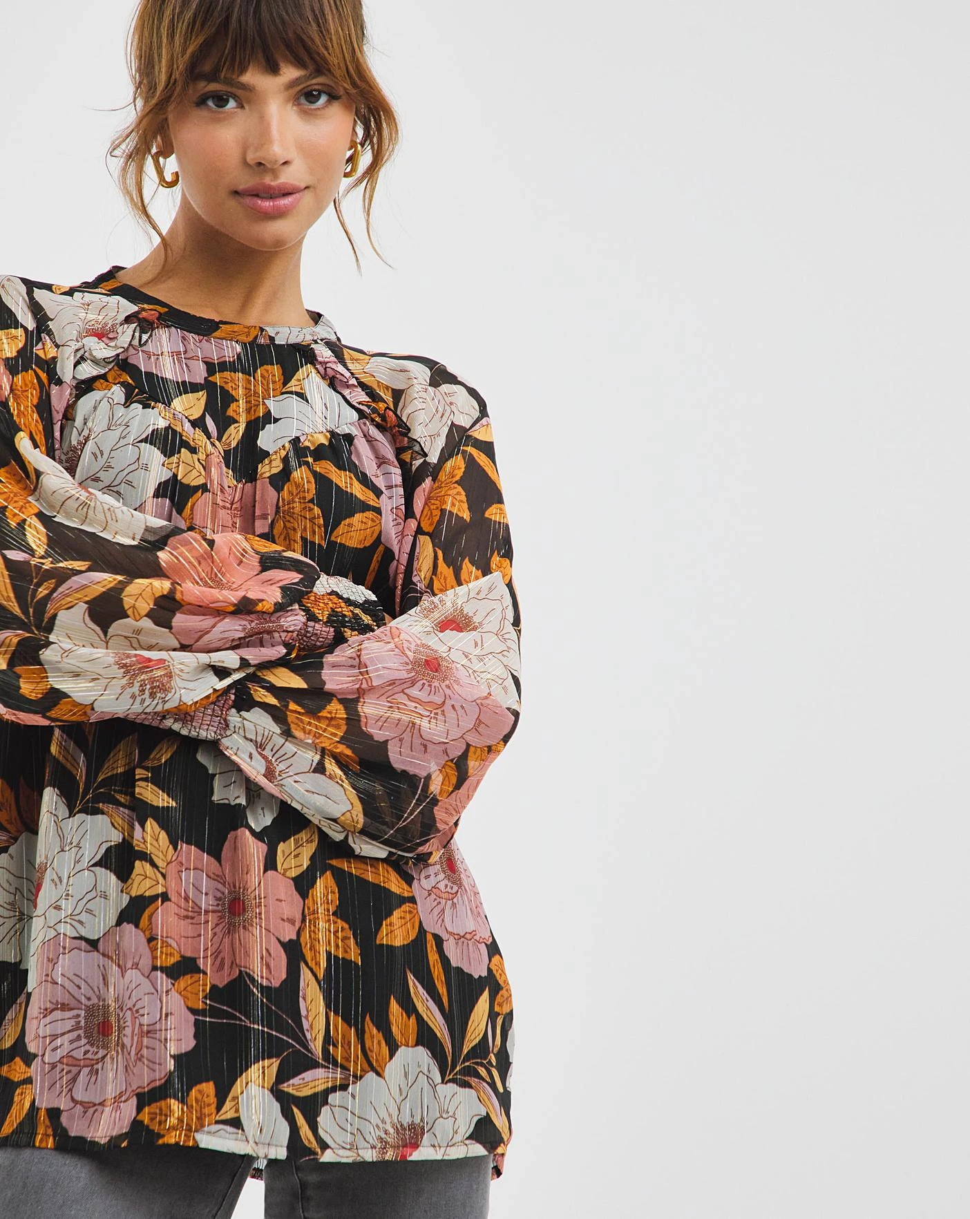 Joanna Hope Deep Cuff Printed Blouse 2 Joanna Hope Deep Cuff Printed Blouse - Image 2