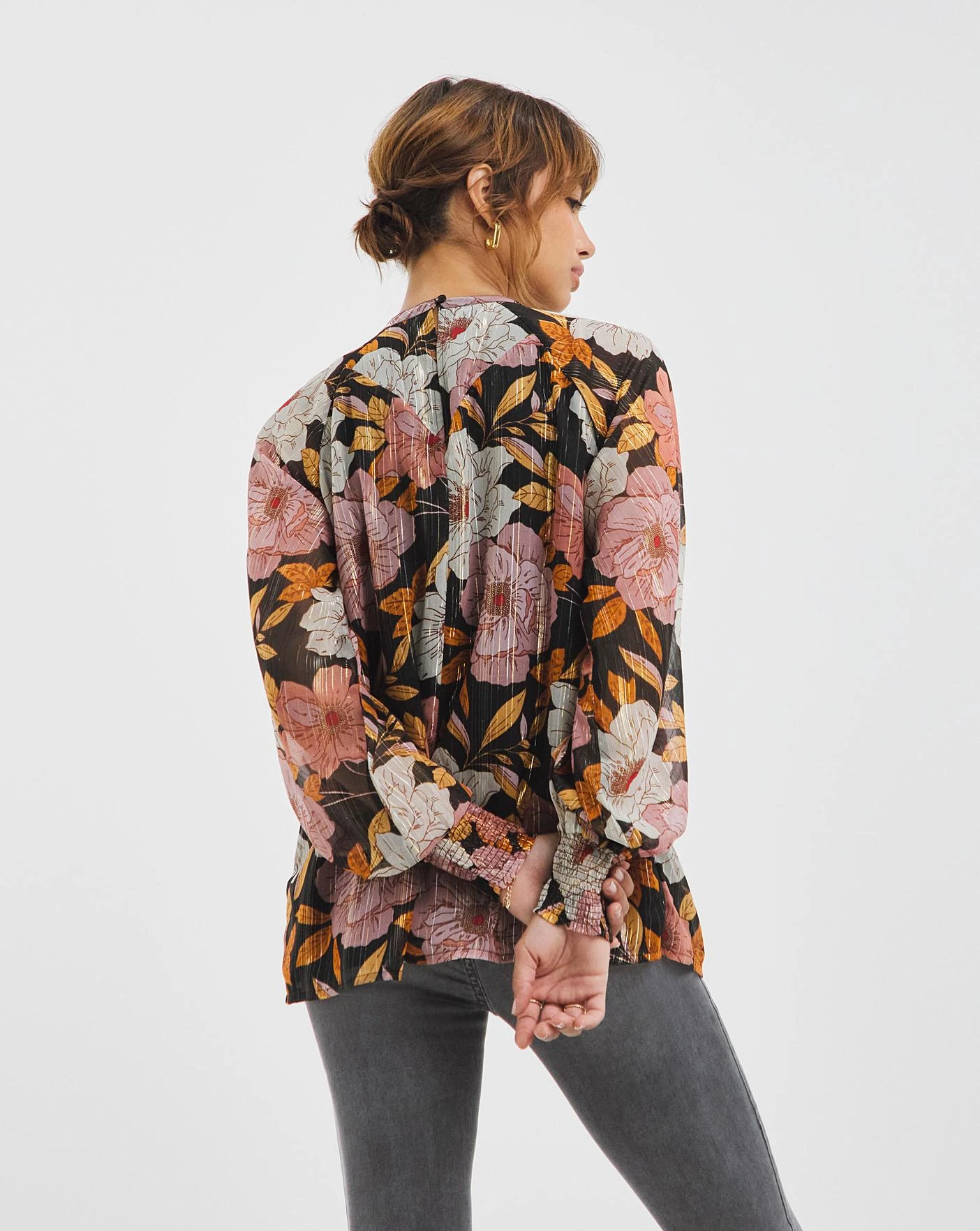 Joanna Hope Deep Cuff Printed Blouse 3 Joanna Hope Deep Cuff Printed Blouse - Image 3
