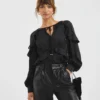 Joanna Hope Frill Tie Neck Blouse