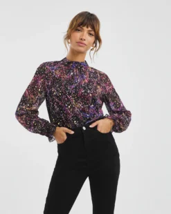 Joanna Hope Foil Print Blouse