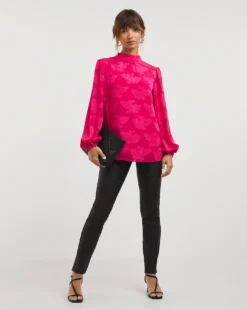 Joanna Hope High Neck Jacquard Blouse -Cheap Vextalia Store x01ii608706w