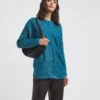 Teal Dolman Sleeve Curve Hem Tunic