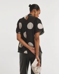 Joanna Hope Spot Tie Neck Ruffle Blouse -Cheap Vextalia Store x01ow546743w