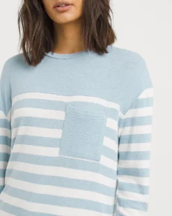 Blue And White Stripe Soft Touch Top -Cheap Vextalia Store x01ri222749w