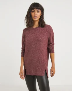 Burgundy Soft Touch Split Hem Tunic 6 Burgundy Soft Touch Split Hem Tunic -Cheap Vextalia Store x01ri227748w