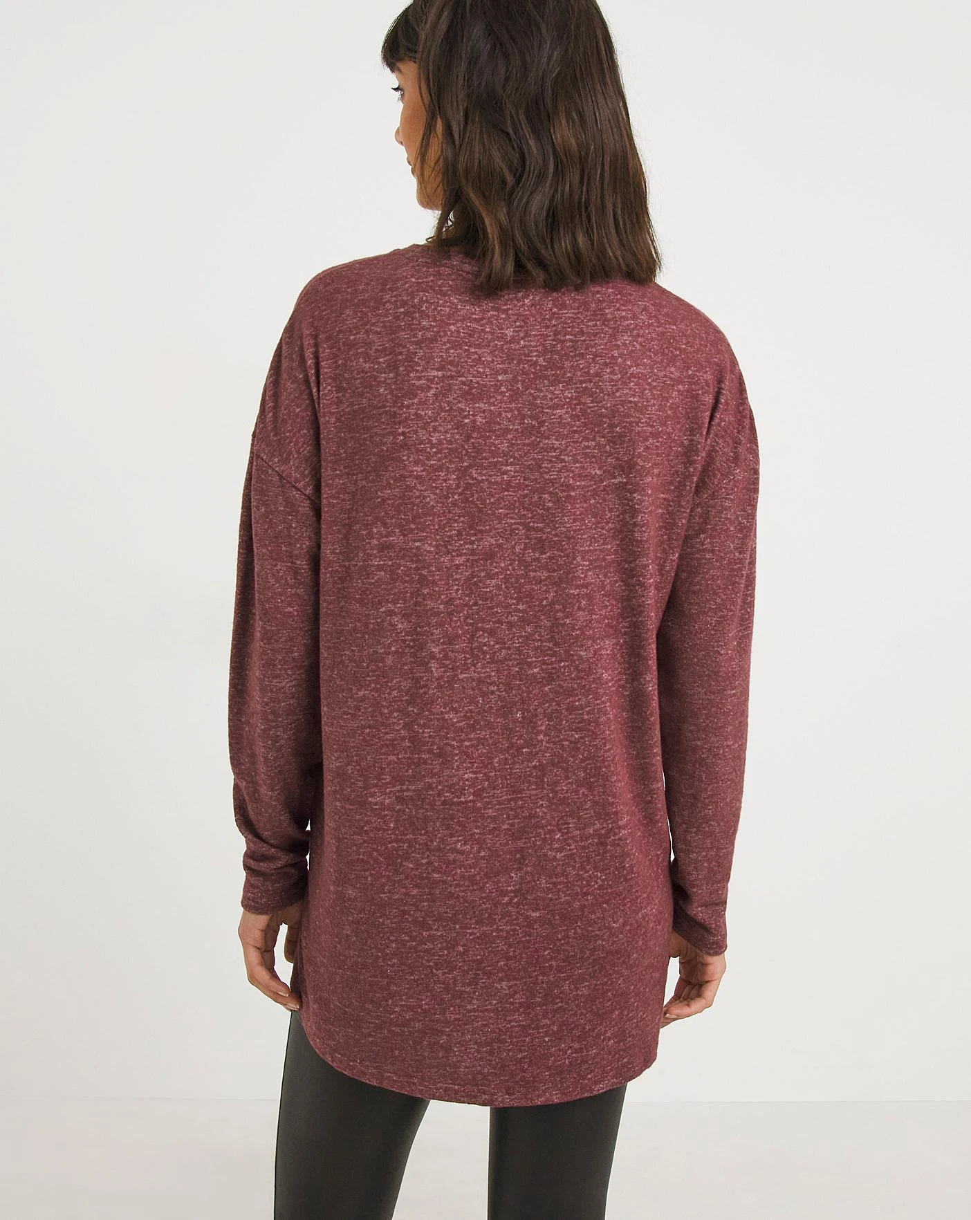Burgundy Soft Touch Split Hem Tunic 2 Burgundy Soft Touch Split Hem Tunic - Image 2