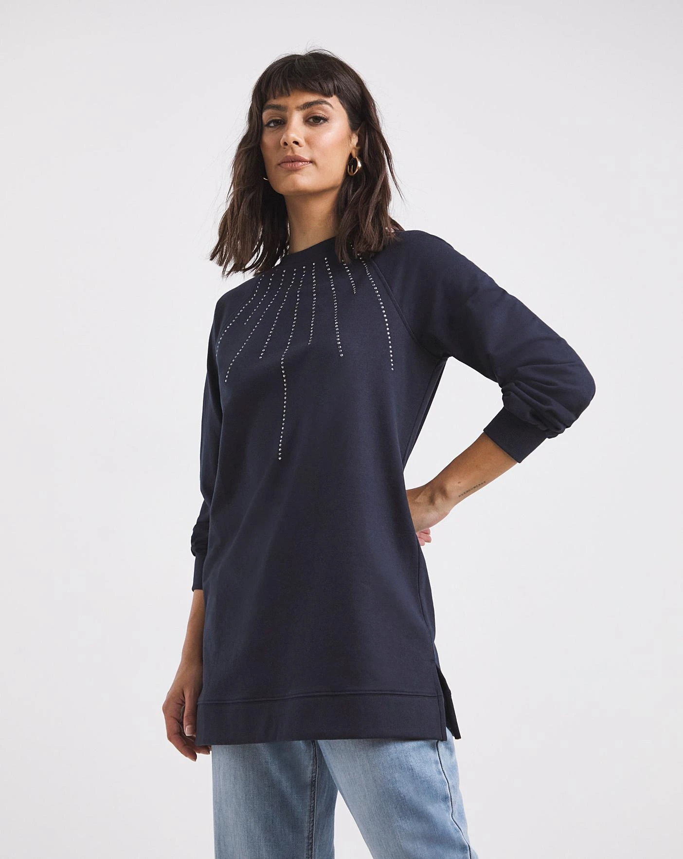 Navy Sunray Stud Sweat Tunic 1 Navy Sunray Stud Sweat Tunic