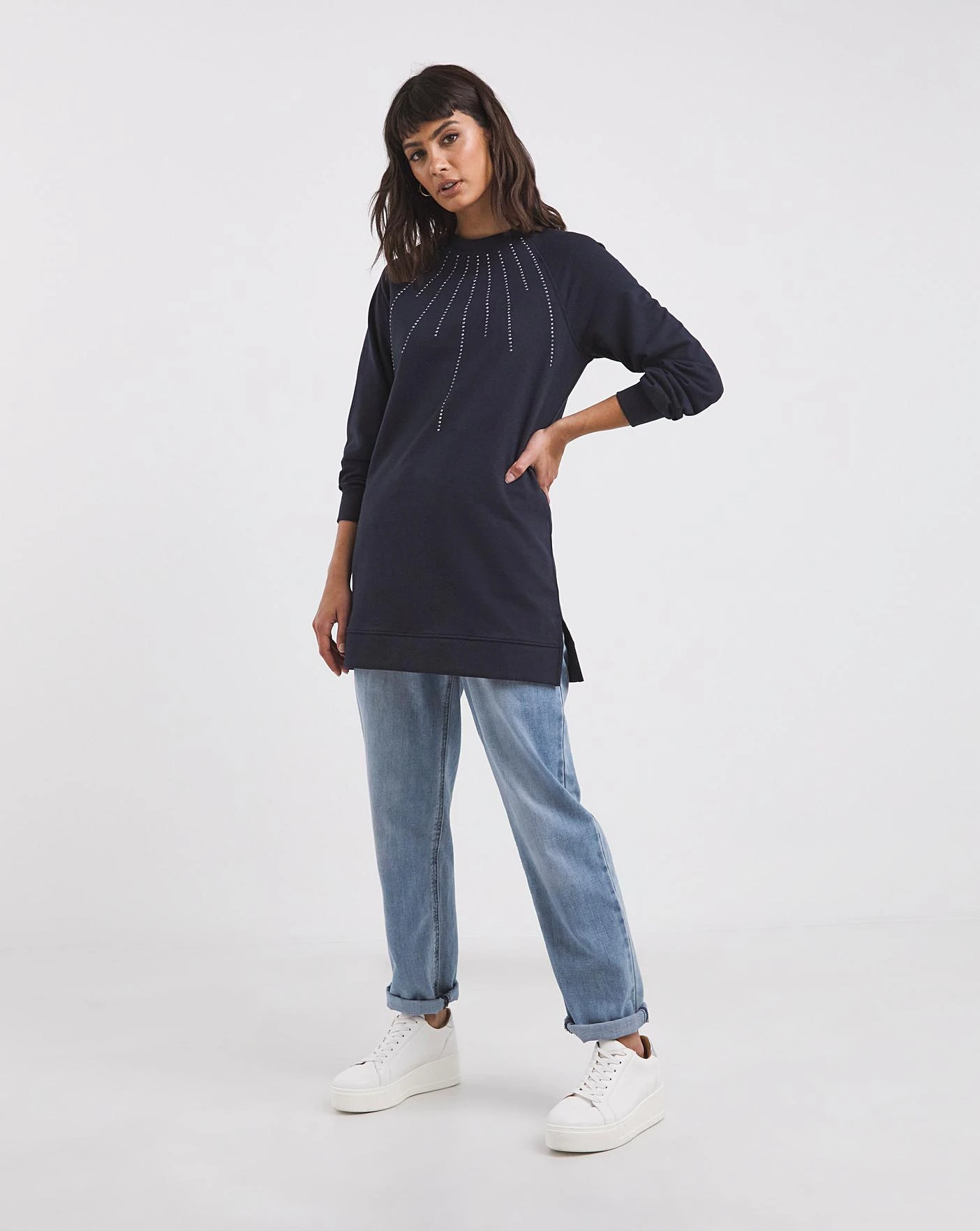 Navy Sunray Stud Sweat Tunic 4 Navy Sunray Stud Sweat Tunic - Image 4