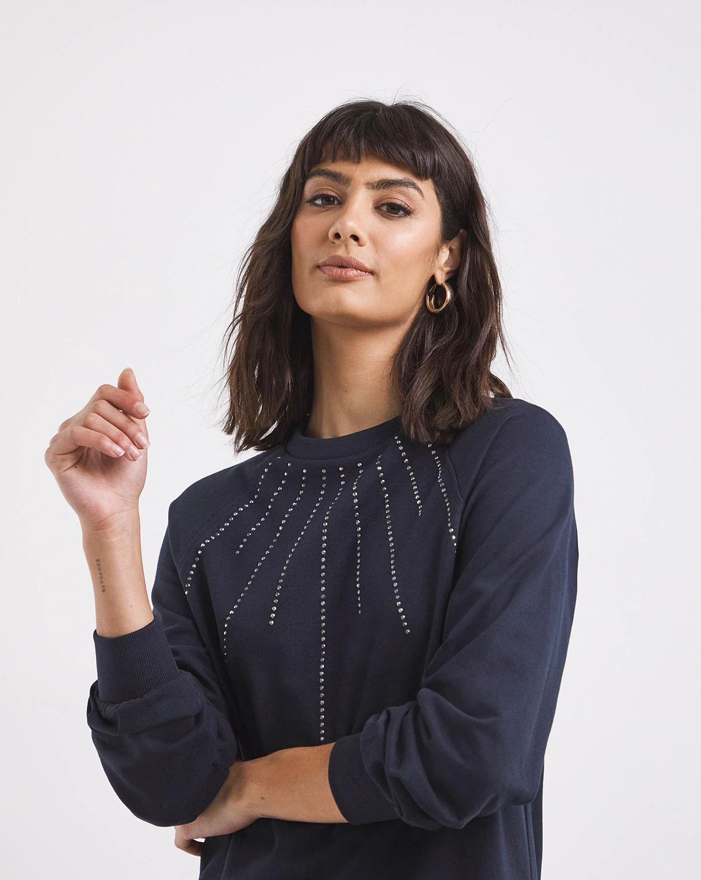 Navy Sunray Stud Sweat Tunic 2 Navy Sunray Stud Sweat Tunic - Image 2