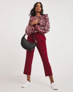 Pink Print Frill Trim Tie Neck Blouse 6 Pink Print Frill Trim Tie Neck Blouse -Cheap Vextalia Store x01tu099707w