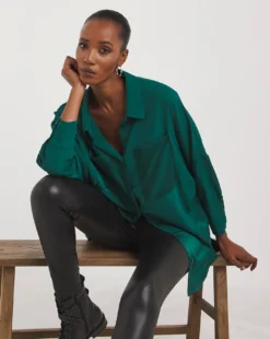 Longline Satin Mix Shirt